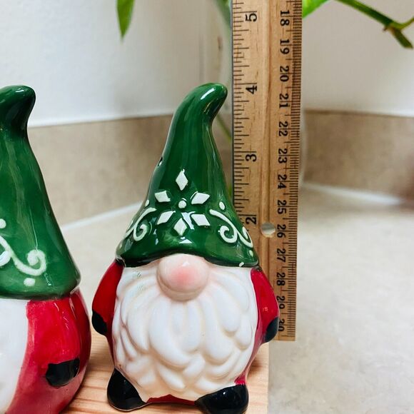 Ceramic Christmas Gnome Salt and Pepper Shakers 4” - Picture 3 of 7